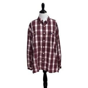 Tommy Jeans Men's L Large Button Down Shirt Long Sleeve Plaid Print Cotton